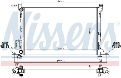 Купить Радиатор охлаждения Renault Trafic, Opel Vivaro NISSENS 630803 (фото1) подбор по VIN коду, цена 6948 грн.