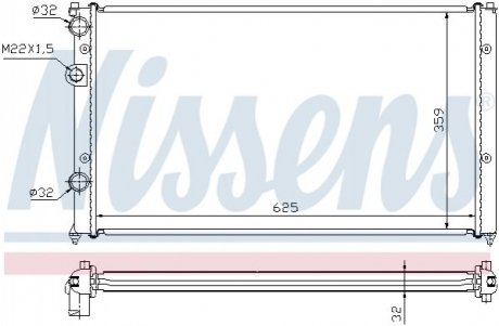 Купити Радіатор SEAT CORDOBA(93-)2.0 i(+)[OE 1HM.121.253 D] Seat Ibiza, Cordoba, Volkswagen Polo, Caddy NISSENS 652551 (фото1) підбір по VIN коду, ціна 2251 грн.