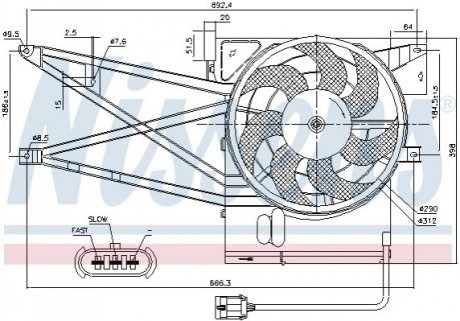 Вентилятор радиатора Opel Corsa, Combo NISSENS 85017