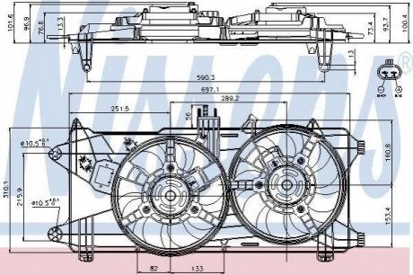 Купить Вентилятор радиатора Fiat Doblo NISSENS 85130 (фото1) подбор по VIN коду, цена 4606 грн.