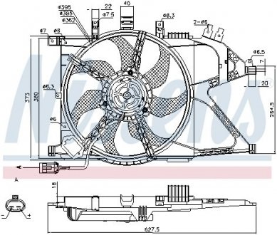 OPEL Вентилятор радиатора двигатель. (с системой кондиц.) CORSA C 1.6-1.8 00-, COMBO 1.3-1.6 01- NISSENS 85196