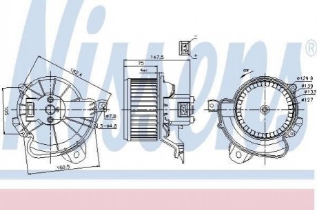 Вентилятор салона Opel Corsa, Fiat Doblo, Punto, Grande Punto, Citroen Nemo, Peugeot Bipper NISSENS 87086