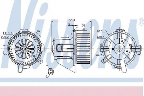 Вент.пічки PT 307(00-)1.4 HDi(+)[OE 6441S6] Citroen C4, Peugeot 307 NISSENS 87090