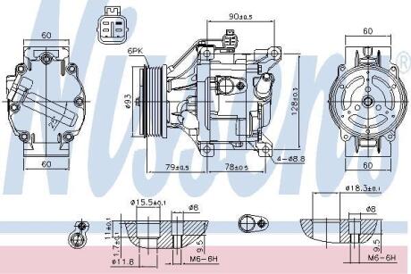 TOYOTA Компресор кондиціонера COROLLA 1.4-2.0 01- NISSENS 890036