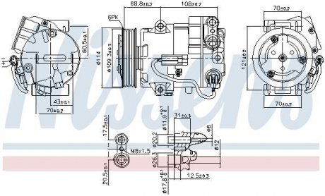 OPEL Компрессор кондиционера ASTRA J, MERIVA B Opel Astra, Meriva NISSENS 890058