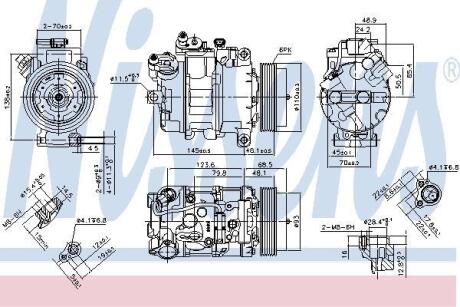 BMW Компресор кондиціонера 1 (E81) 06-, 3 (E90) 07-, 3 (E92) 06-, X1 (E84) 09- NISSENS 890070