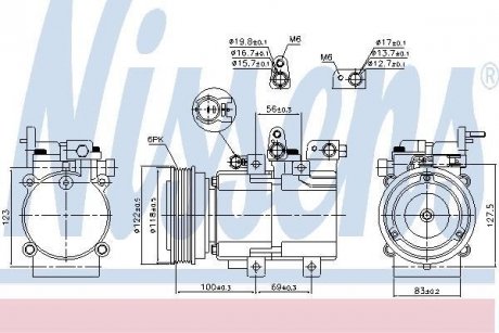 Компресор HY TUCSON(04-)2.0 CRDi(+)[OE 977012E200] Hyundai Sonata, Coupe, Trajet, Elantra, Santa Fe, Matrix, Accent, Getz NISSENS 890130