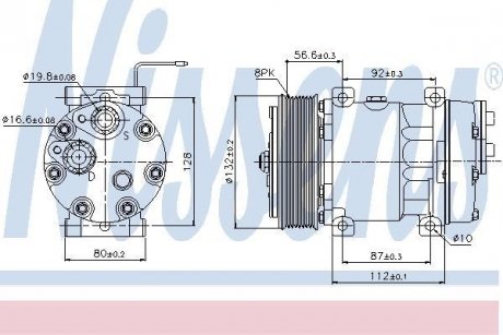 Компресор кондиціонера Volkswagen Passat, Seat Ibiza, Leon, Volkswagen Touran, Caddy, Golf, Skoda Octavia, Superb, Volkswagen Jetta, Skoda Roomster, Volkswagen Sharan NISSENS 89065