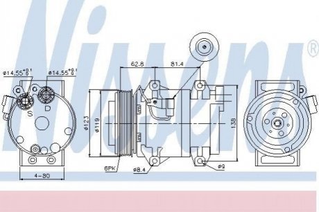 Компресор VOLVO S60(00-)2.0 T(+)[OE 8684287] Volvo S80, XC90, XC70, V70, S60 NISSENS 89070