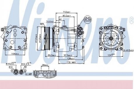 Компресор VW MULTIVAN(03-)1.9 TDi(+)[OE 7H0820805D] NISSENS 89203