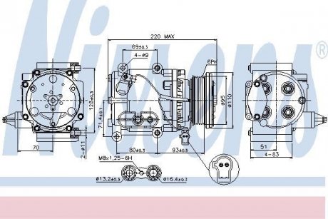 Компрессор кондиционера Ford Fiesta, Fusion, Connect, Transit NISSENS 89228