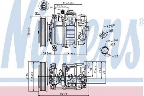 Компрессор кондиционера Audi Q7, A4, A8 NISSENS 89236