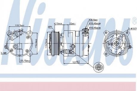 Компрессор кондиционера Chevrolet Lacetti, Daewoo Nubira, Leganza, Chevrolet Aveo NISSENS 89257