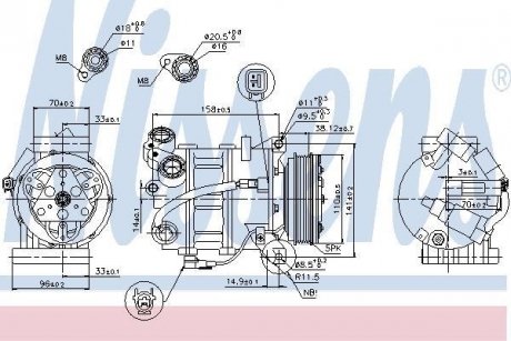 Компрессор кондиционера Volvo V60, S80, V70, S60, XC60, XC70 NISSENS 89350