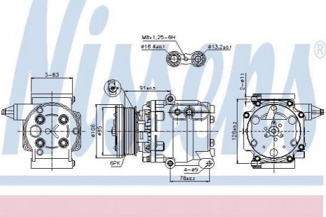 Компрессор кондиционера Ford Fiesta, Fusion NISSENS 89358