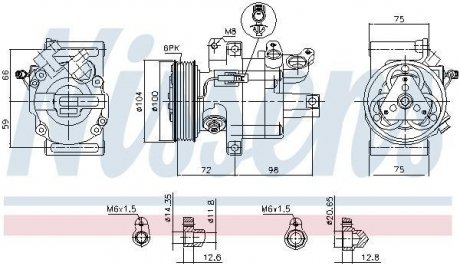 Купить Компресор кондиціонера Citroen C1, Peugeot 107 NISSENS 89399 (фото1) подбор по VIN коду, цена 14255 грн.
