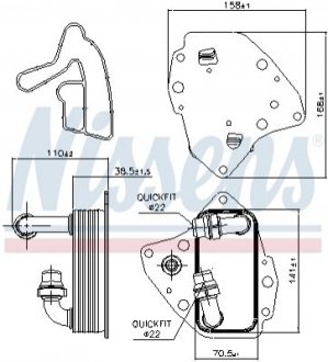 Радиатор масляный Fiat Doblo, Grande Punto, Lancia Delta, Alfa Romeo Mito NISSENS 90996