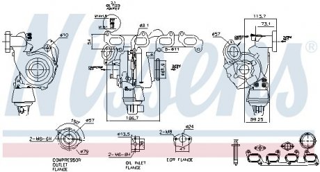 Турбокомпресор Volkswagen Passat, Skoda Octavia, Mercedes W906, Volkswagen Jetta, Golf, Touran, EOS, Renault Scenic, Grand Scenic, Skoda Superb, Volkswagen Sharan NISSENS 93285