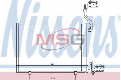 FORD Радиатор кондиционера (Конденсатор) FIESTA 1.6 D 08- (540x358x16) NISSENS 940107