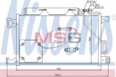 MERCEDES Радиатор кондиционера (конденсатор) с осушителем W203 CDI 200-270 04- (630x356x16) NISSENS 94857