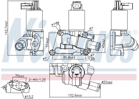 Клапан рециркуляції ВГ (EGR) Opel Corsa, Meriva, Astra, Combo NISSENS 98196