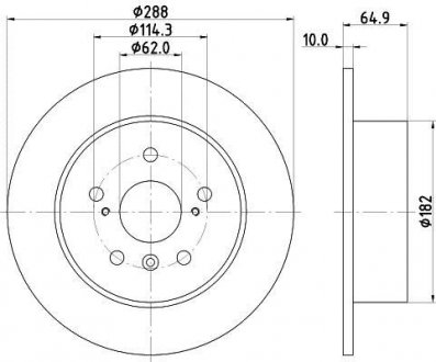 ДИСК ГАЛЬМIВНИЙ ЗАДНIЙ Toyota Camry 2.0, 2.4, 3.0 (93-06) Toyota Camry, Lexus ES, Toyota Highlander NISSHINBO nd1001k