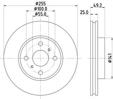 Диск тормозной передний Toyota Corolla 1.4, 1.6, 1.8 (02-07) NISSHINBO nd1030k