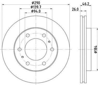 Купить Диск тормозной передний Mitsubishi Pajero III, IV 2.4, 2.5, 3.0, 3.2, 3.5 (02-) Mitsubishi Pajero NISSHINBO nd3027k (фото1) подбор по VIN коду, цена 2464 грн.