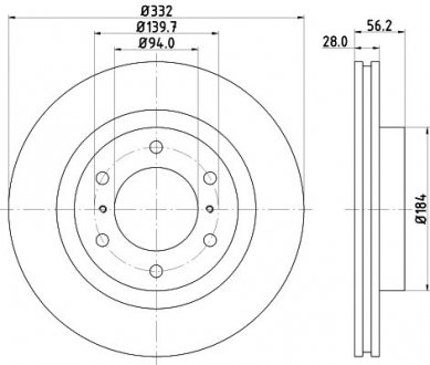 ДИСК ГАЛЬМIВНИЙ ПЕРЕДНIЙ Mitsubishi Pajero IV 3.2, 3.8 (07-) NISSHINBO nd3040