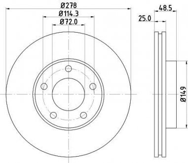 Купить Диск тормозной передний Mazda 3, 5 1.6, 1.8, 2.0, 2.2 (05-) Mazda 5, 3 NISSHINBO nd5001k (фото1) подбор по VIN коду, цена 2014 грн.