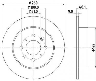 ДИСК ГАЛЬМIВНИЙ ЗАДНIЙ Honda Civic 1.4, 1.5, 1.6, 1.7 (98-05) Opel Zafira, Astra, Honda Civic NISSHINBO nd8009k