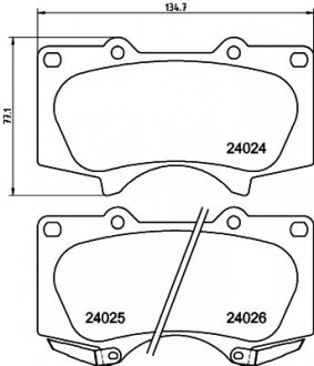 Колодки тормозные дисковые передние Strong Ceramic Mitsubishi Pajero IV (06-)/Toyota LC200 (07-), Hilux VIII (15-) NISSHINBO np1012sc