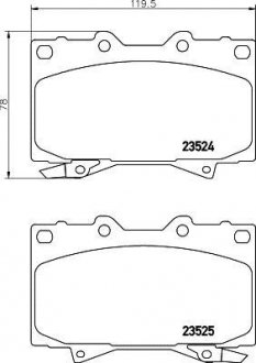 Купити Колодки гальмівні дискові передні Toyota Land Cruiser 100 4.0, 4.2, 4.7 (98-), Cruiser 150 (10-) Lexus LX, Toyota Land Cruiser NISSHINBO np1018 (фото1) підбір по VIN коду, ціна 1278 грн.