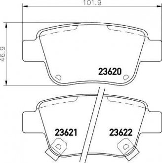 Колодки гальмівні дискові задні Toyota Avensis, Corolla 1.6, 1.8, 2.0 (03-08) NISSHINBO np1031