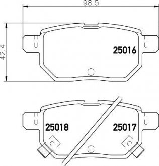 Колодки тормозные дисковые задние Toyota Auris, Yaris 1.3, 1.4, 1.6 (06-) NISSHINBO np1071