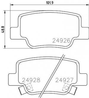 Купить Колодки тормозные дисковые задние Toyota Verso 1.6, 1.8, 2.0, 2.2 (09-) Toyota Verso NISSHINBO np1127 (фото1) подбор по VIN коду, цена 1725 грн.