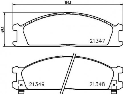 Купити Колодки гальмівні дискові передні Nissan Pathfinder, Pick Up 2.4, 2.7, 3.2 (98-) Nissan Pathfinder, Navara NISSHINBO np2008 (фото1) підбір по VIN коду, ціна 1311 грн.