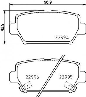 Колодки тормозные дисковые задние Mitsubishi Eclipse (17-) Mitsubishi Eclipse Cross NISSHINBO np3038 (фото1)