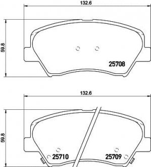 Колодки тормозные дисковые передние Hyundai Accent, i20, Elantra/Kia Rio III 1.4, 1.6, 1.8 (11-) NISSHINBO np6015