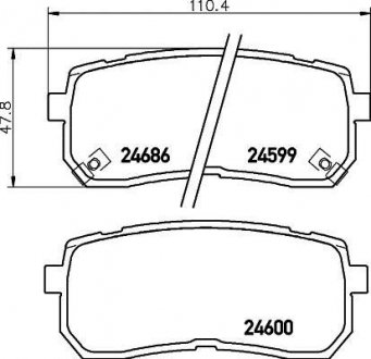 Колодки гальмівні дискові задні Hyundai H-1, ix55 2.5, 3.0 (08-) NISSHINBO np6033