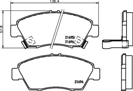 Колодки тормозные дисковые передние Honda Civic 1.5, 1.6 (94-01) NISSHINBO np8005