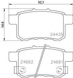 Колодки тормозные дисковые задние Honda Accord VIII 2.0, 2.2, 2.4 (08-13) Honda Accord, Zaz Sens NISSHINBO np8009 (фото1)