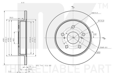 Диск тормозной невентилированный Toyota C-HR NK 3145181