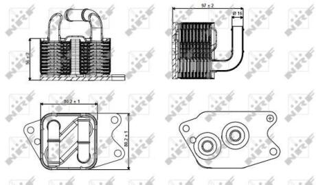 Радіатор масляний Skoda Fabia II/Rapid/VW Polo 1.0-1.9 06- (теплообмінник) Volkswagen Polo, Skoda Roomster, Seat Cordoba, Ibiza, Skoda Fabia, Seat Toledo, Skoda Rapid NRF 31265