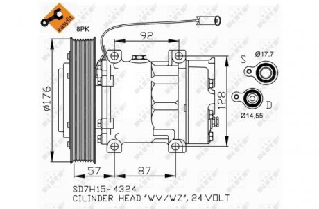 Компресор кондиціонера Ford Sierra, Scorpio, SAAB 900, Hyundai I10 NRF 32700