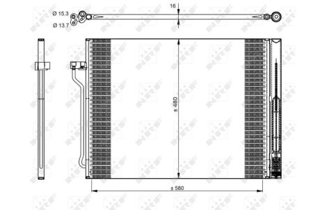Радіатор кондиціонера BMW 5 (F10/F11)/7 (F01/F02/F03/F04) 09-18 BMW F11, F10, F12, F13, F01, F04, F07, F06 NRF 350325