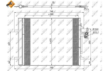 Радіатор кондиціонера (з осушувачем) Land Rover Freelander 06-14/Volvo S60/S80V40/V60XC70 07-18 NRF 35884