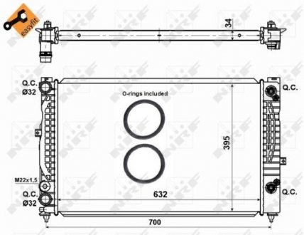 Радіатор охолодження двигуна Audi A4, Volkswagen Passat, Audi A6, Skoda Superb NRF 529504