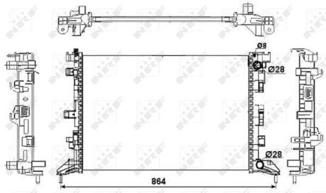 Радіатор охолодження Renault Laguna III 1.6/2.0 16V/2.0dCi 07-15 (МКПП) NRF 53066