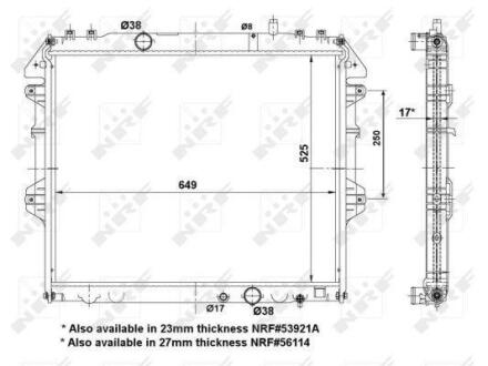 Радіатор охолодження Toyota Hilux 2.5-3.0 D-4D 04- Mercedes W124, S124, C124, C207, C238, A124, A207, A238, W210 NRF 53921